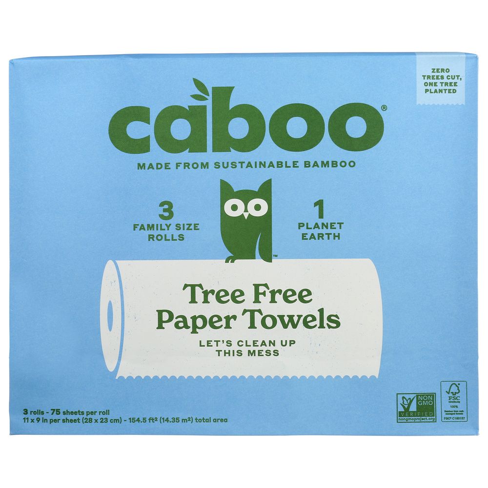 CABOO: Tree Free Paper Towels 75 Sheets, 3 pk