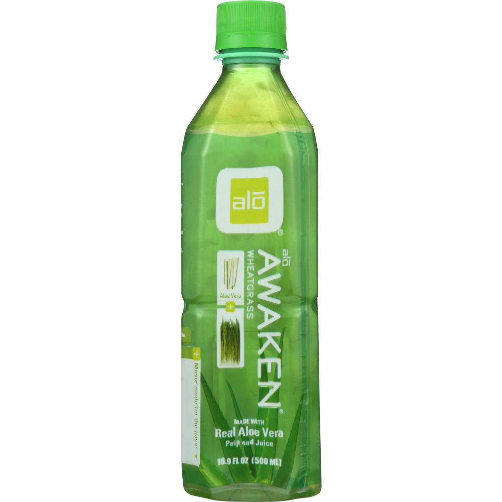 ALO: Awaken Wheatgrass Real Aloe Vera Drink, 16.9 oz