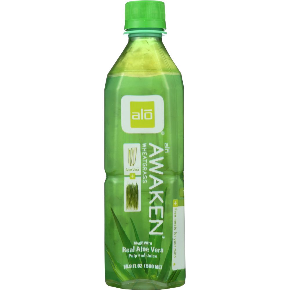 ALO: Awaken Wheatgrass Real Aloe Vera Drink, 16.9 oz