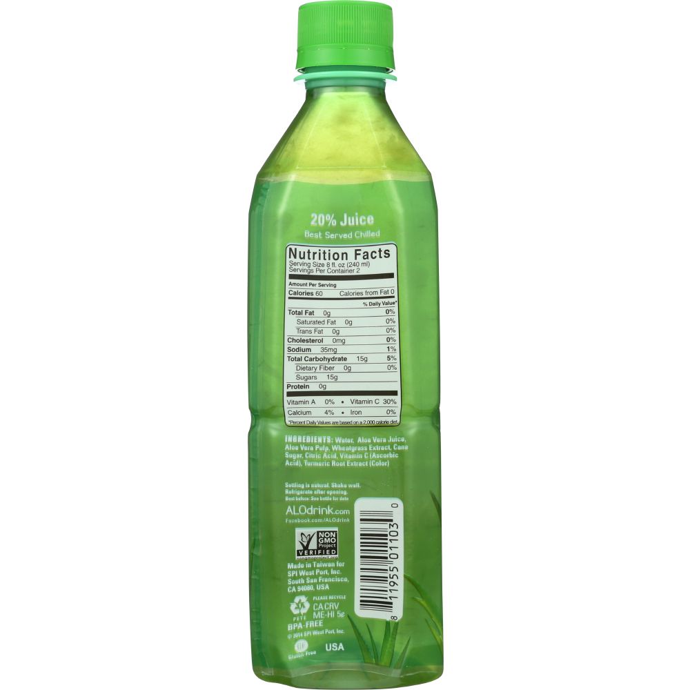 ALO: Awaken Wheatgrass Real Aloe Vera Drink, 16.9 oz