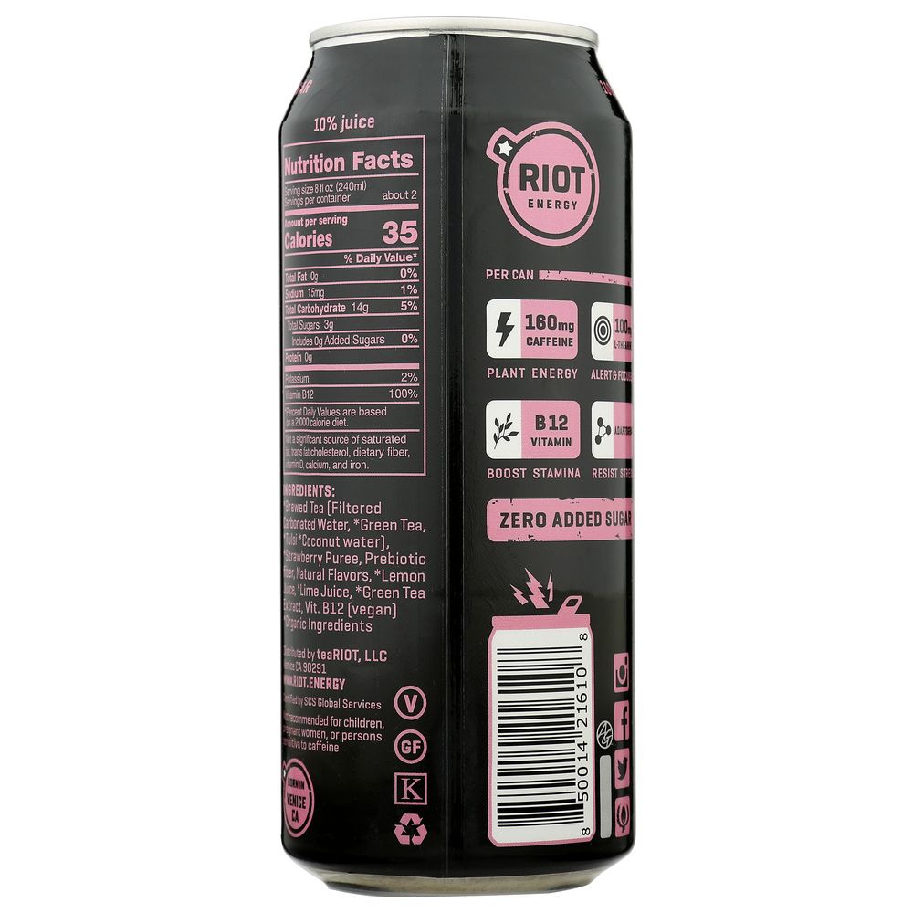 RIOT ENERGY: Drink Strawberry Lemonade Energy, 16 FO