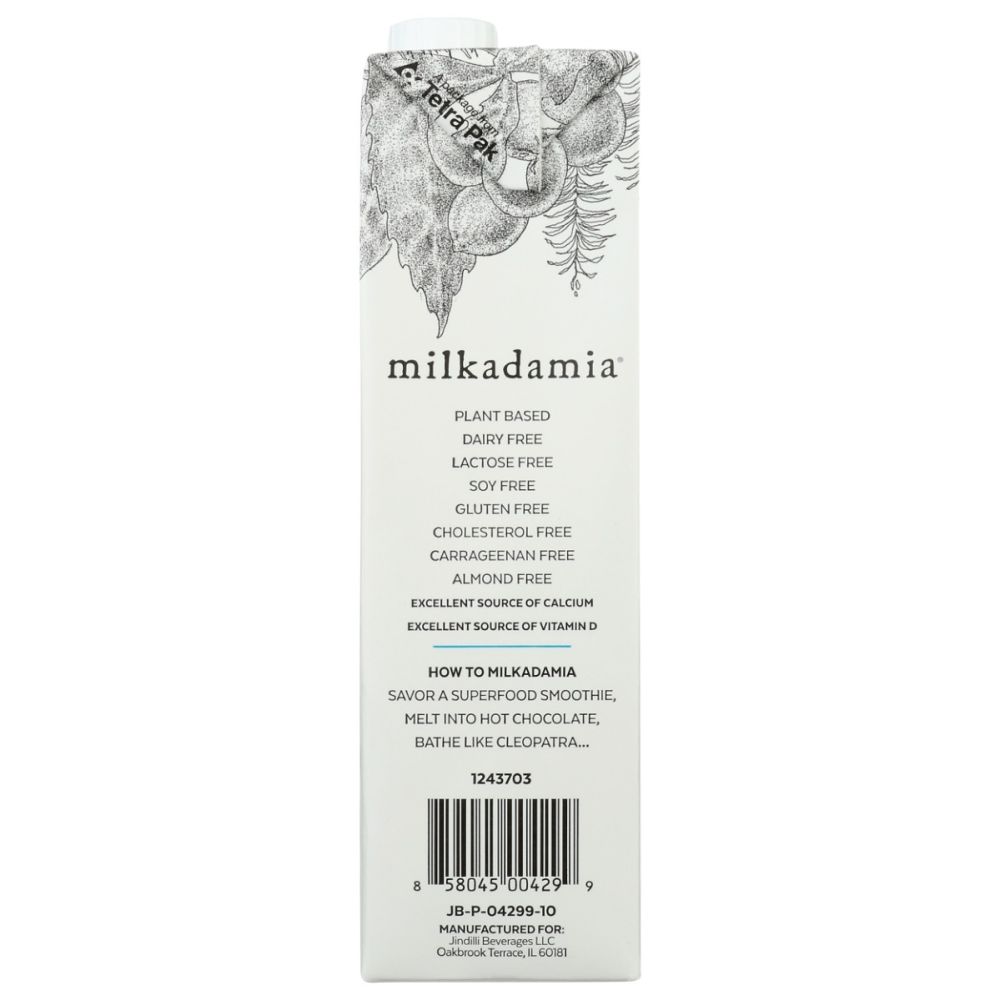 MILKADAMIA: Unsweetened Macadamia Milk, 32 fl oz