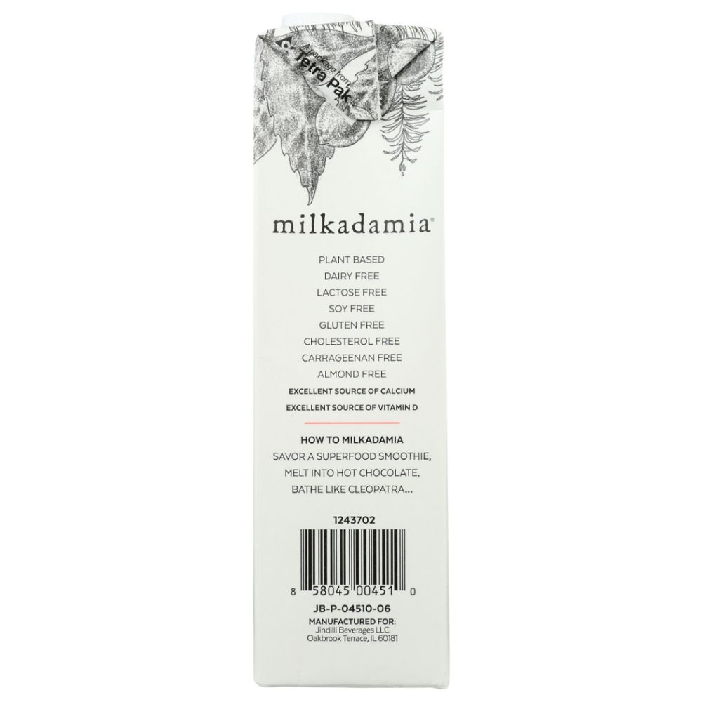 MILKADAMIA: Unsweetened Vanilla Macadamia Milk, 32 fl oz