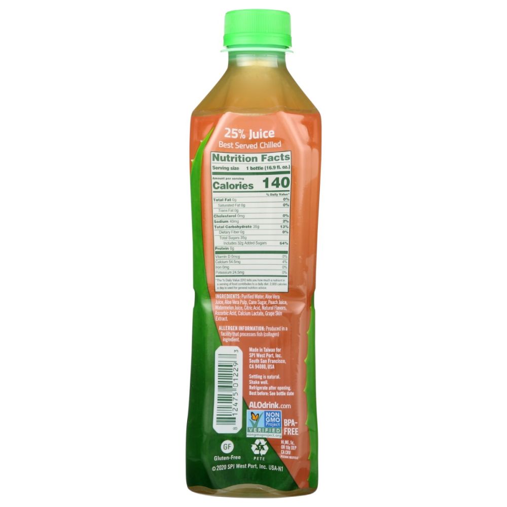 ALO: Comfort Aloe Vera Watermelon Peach Juice Drink, 16.9 fo