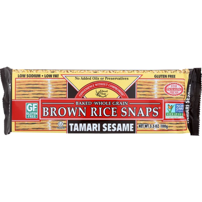 EDWARD & SONS: Brown Rice Snaps Tamari Sesame, 3.5 oz