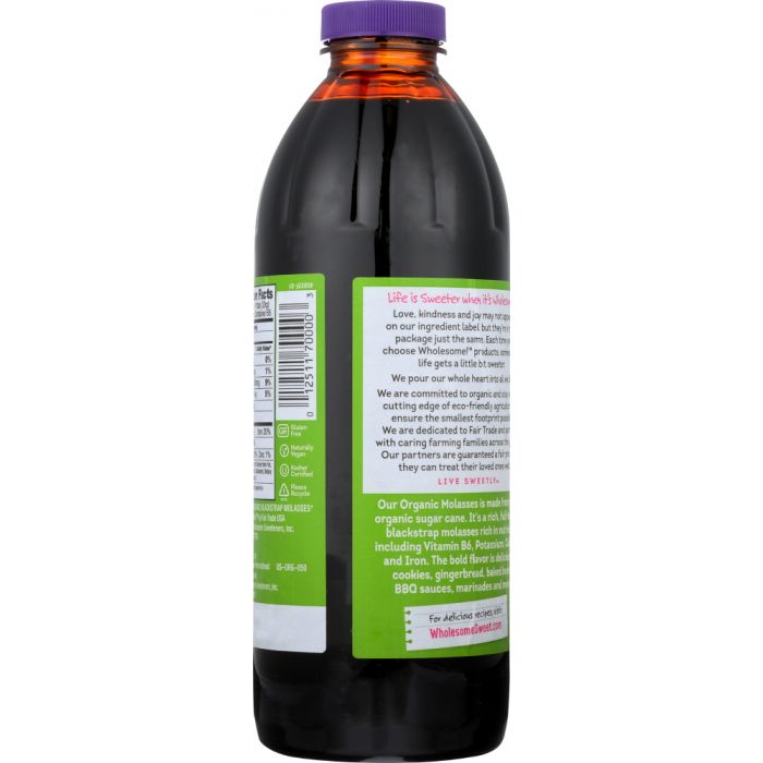 WHOLESOME SWEETENERS: Organic Molasses Unsulphured, 32 oz