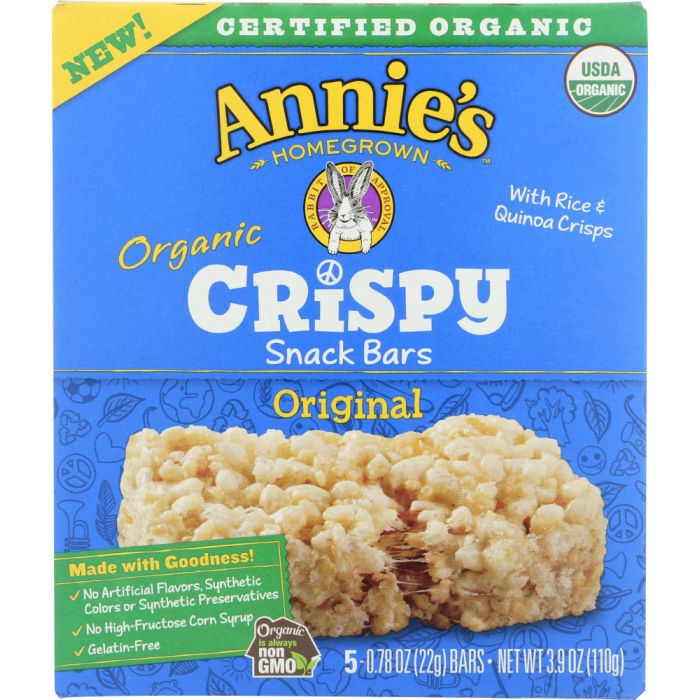 ANNIES HOMEGROWN: Organic Crispy Snack Bars Original, 3.9 oz