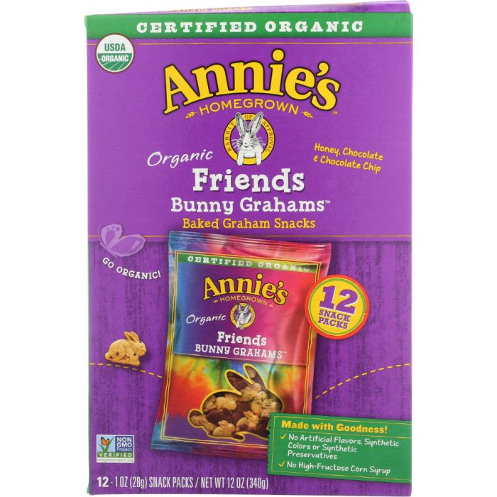 ANNIES HOMEGROWN: Organic Friends Bunny Grahams Baked Snacks 12 Pack, 12 oz