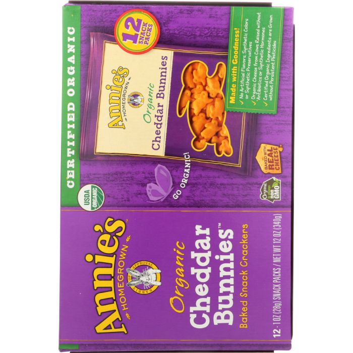 ANNIES HOMEGROWN: Cheddar Bunnies Baked Snack Crackers 12 Pack, 12 oz