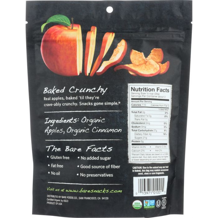 BARE: Organic Crunchy Apple Chips Cinnamon, 3 oz