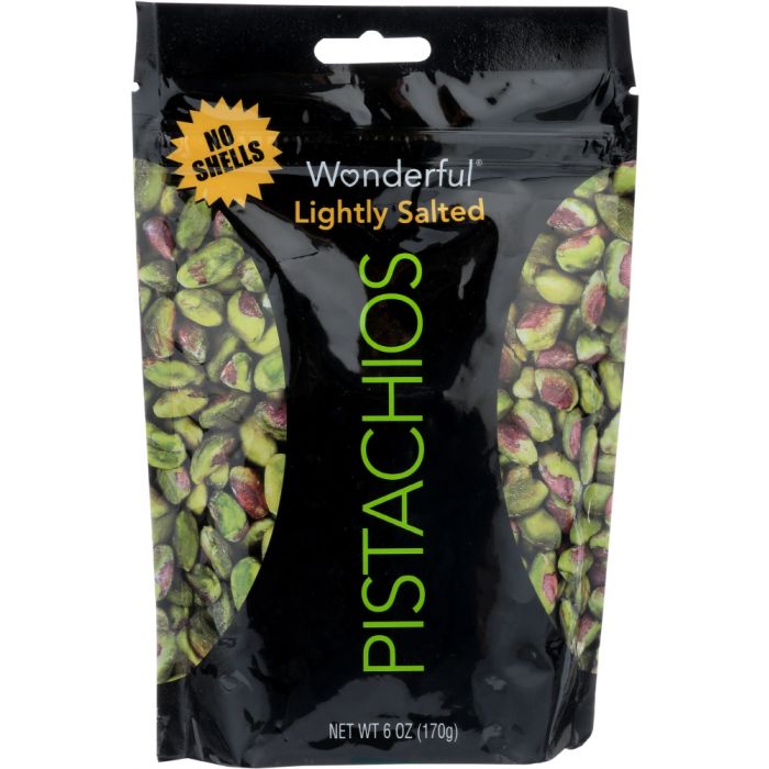 WONDERFUL PISTACHIOS: Lightly Salted Pistachios No Shells, 6 oz