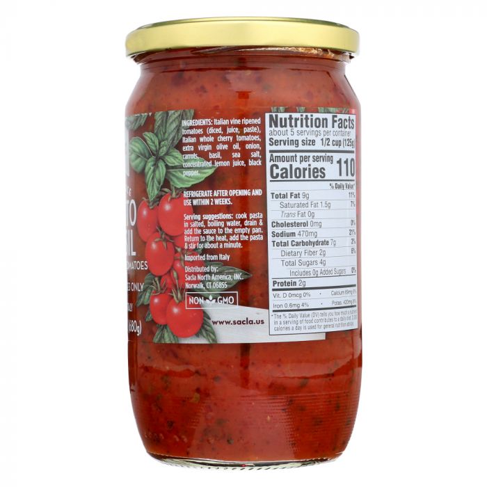 SACLA: Whole Cherry Tomatoes & Basil Pasta Sauce, 24 oz