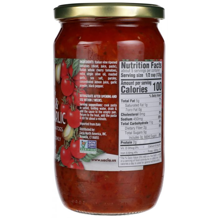 SACLA: Whole Cherry Tomatoes and Roasted Garlic Pasta Sauce, 24 oz