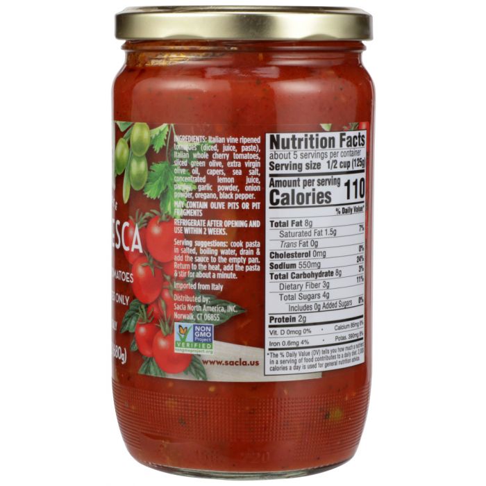 SACLA: Whole Cherry Tomatoes Puttanesca Pasta Sauce, 24 oz