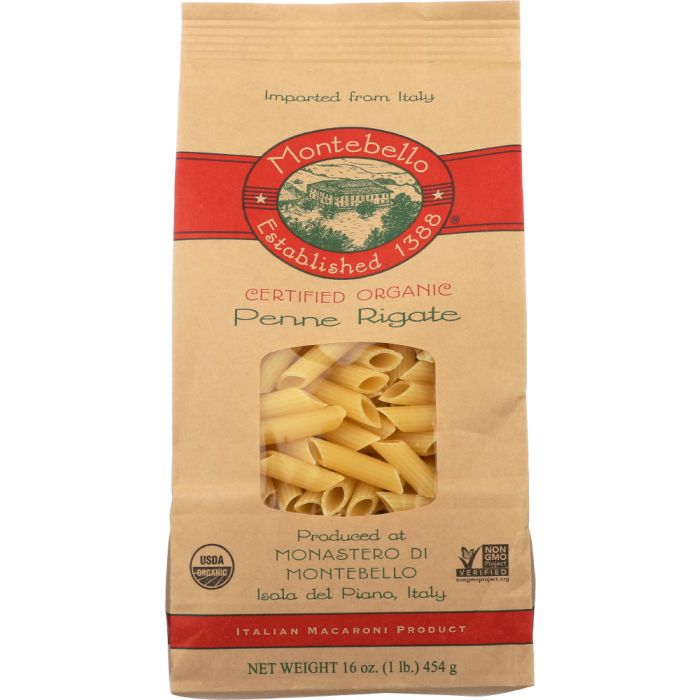 MONTEBELLO: Organic Penne Rigate Pasta, 16 oz