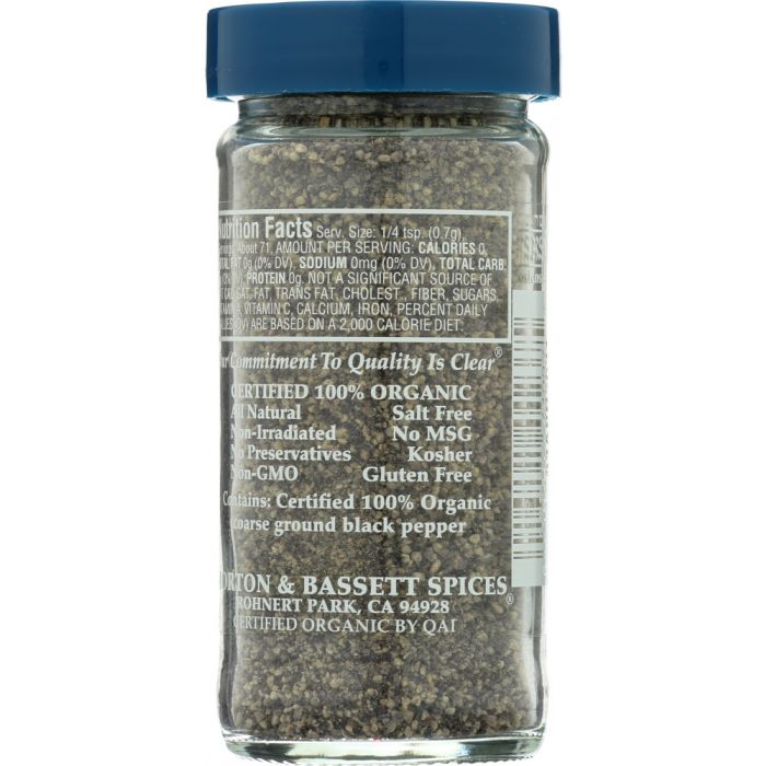 MORTON & BASSETT: Coarse Ground Black Pepper Organic, 1.8 oz