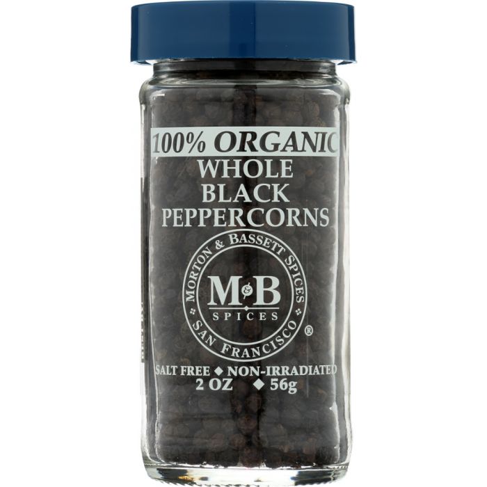 MORTON & BASSETT: Organic Whole Black Peppercorns, 2 oz