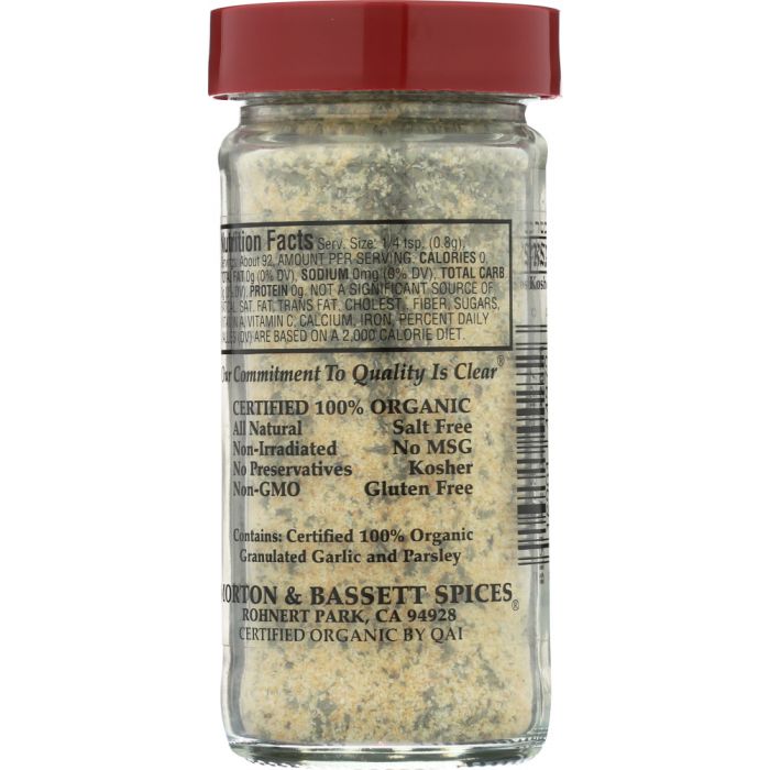 MORTON & BASSETT: Organic Granulated Garlic With Parsley, 2.6 oz