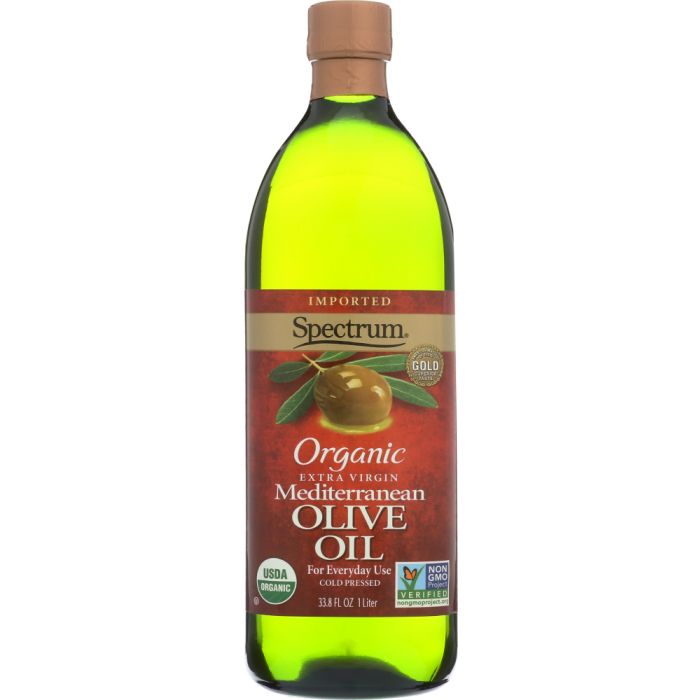 SPECTRUM NATURALS: Organic Extra Virgin Mediterranean Olive Oil, 33.8 oz