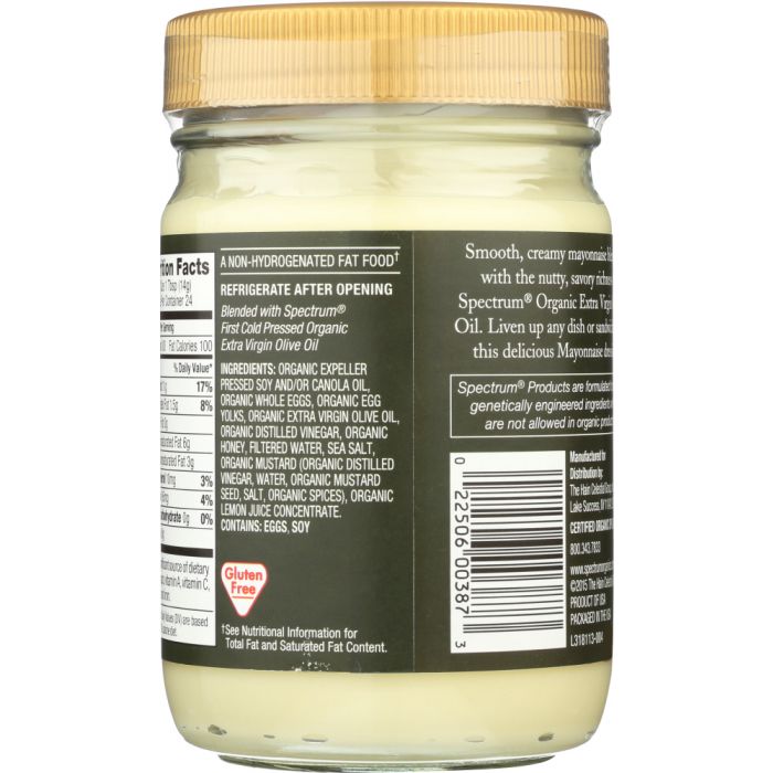 SPECTRUM NATURALS: Organic Mayonnaise with Olive Oil, 12 oz