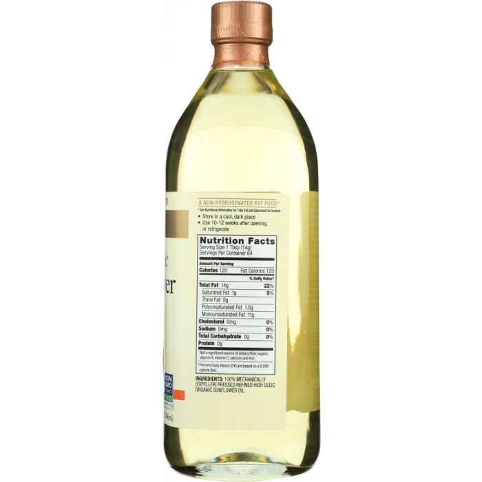 SPECTRUM NATURALS: Oil Sunflower high Heat Organic, 32 oz