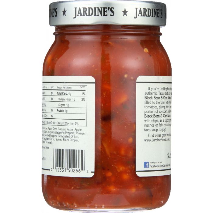 JARDINES: Black Bean & Corn Salsa Medium, 16 oz