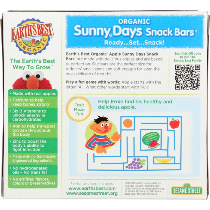 EARTH'S BEST: Organic Sunny Days Snack Bars Apple, 5.3 oz