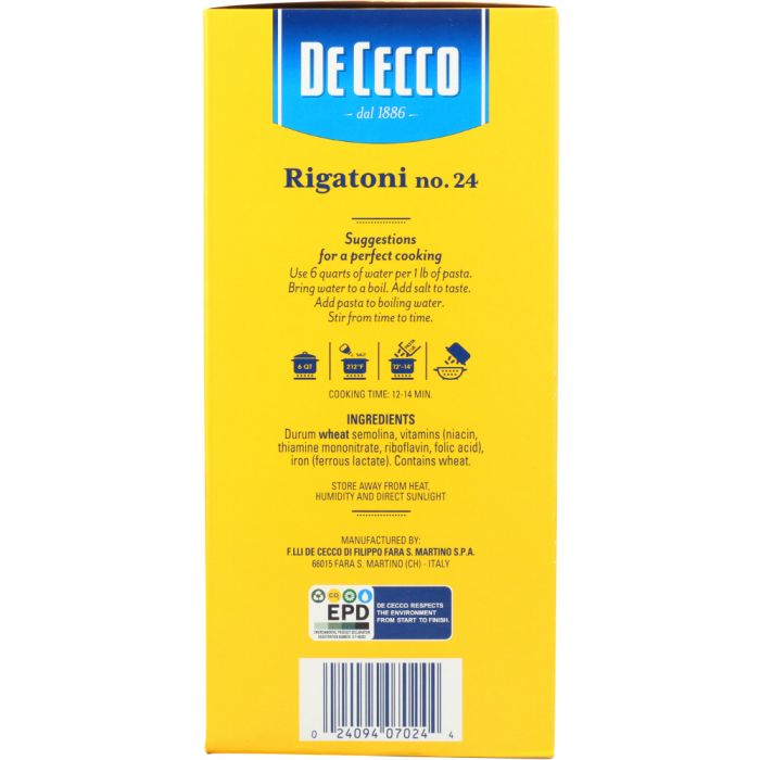 DE CECCO: Pasta Rigatoni, 16 oz