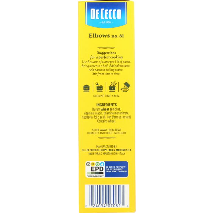 DE CECCO: Pasta Elbows, 16 oz