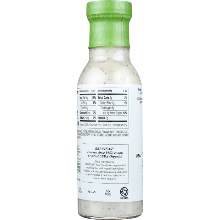 BRIANNAS: Organic Rich Poppy Seed Dressing, 10 oz