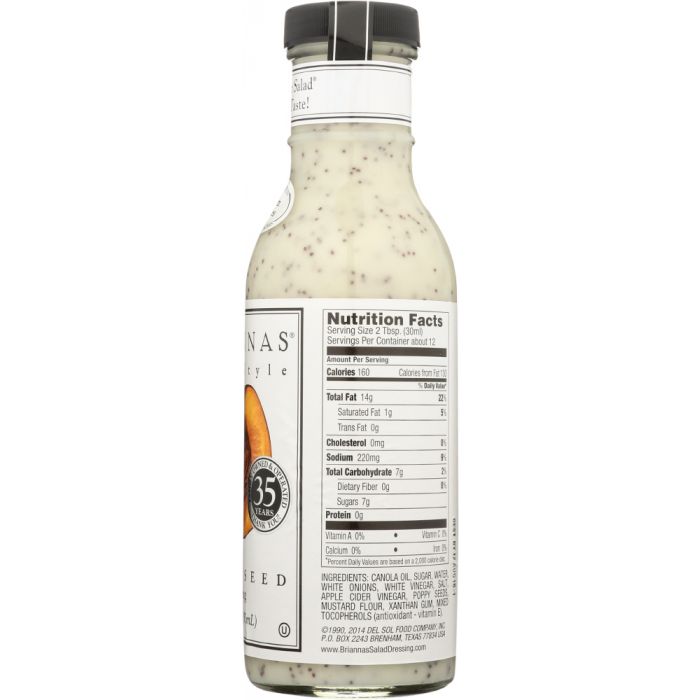 BRIANNAS: Home Style Dressing Rich Poppy Seed, 12 oz