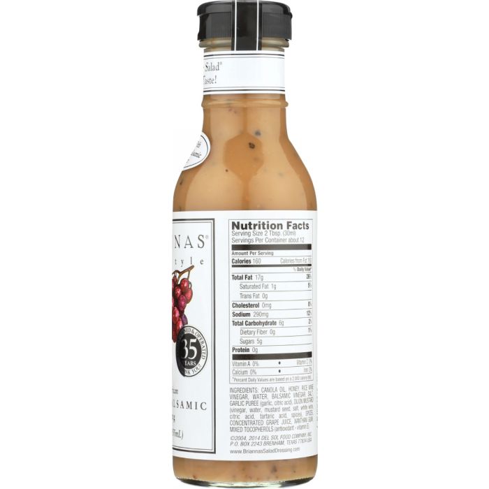 BRIANNAS: New American Creamy Balsamic Vinaigrette Dressing, 12 oz