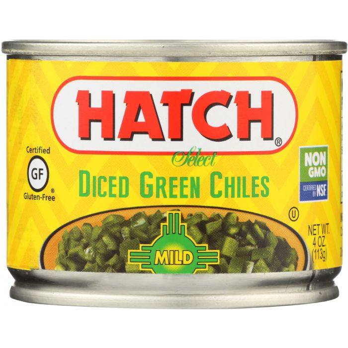 HATCH: Peeled Green Chiles Diced Mild, 4 oz