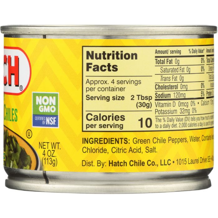 HATCH: Peeled Green Chiles Diced Mild, 4 oz