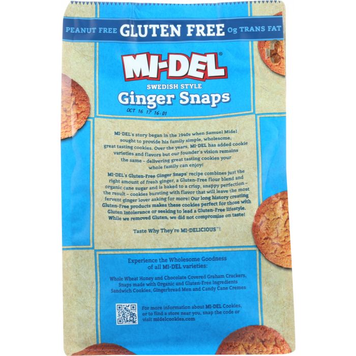 MI-DEL: Cookies Gluten Free Ginger Snaps, 8 oz