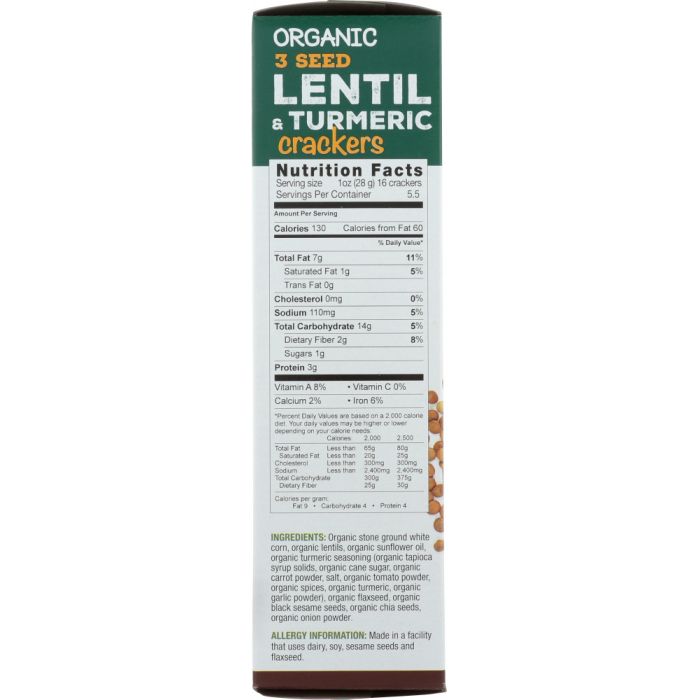 RW GARCIA: Organic Lentil with Turmeric Crackers, 5.5 oz