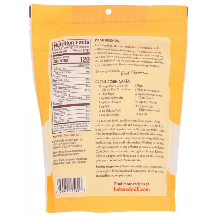 BOB'S RED MILL: Gluten Free Corn Flour, 22 oz