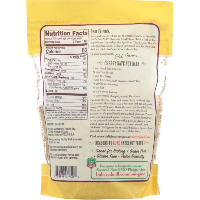 BOBS RED MILL: Finely Ground Hazelnut Meal/Flour, 14 oz