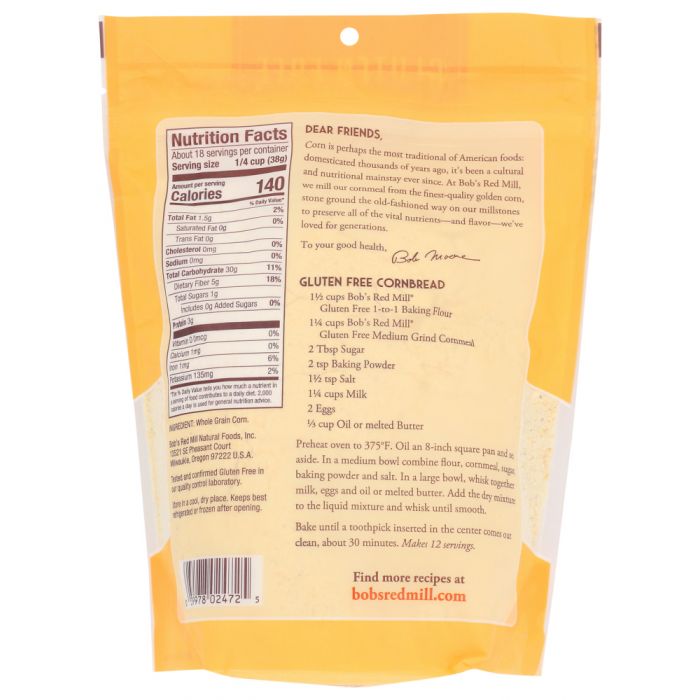 BOB'S RED MILL: Gluten Free Medium Grind Cornmeal, 24 oz