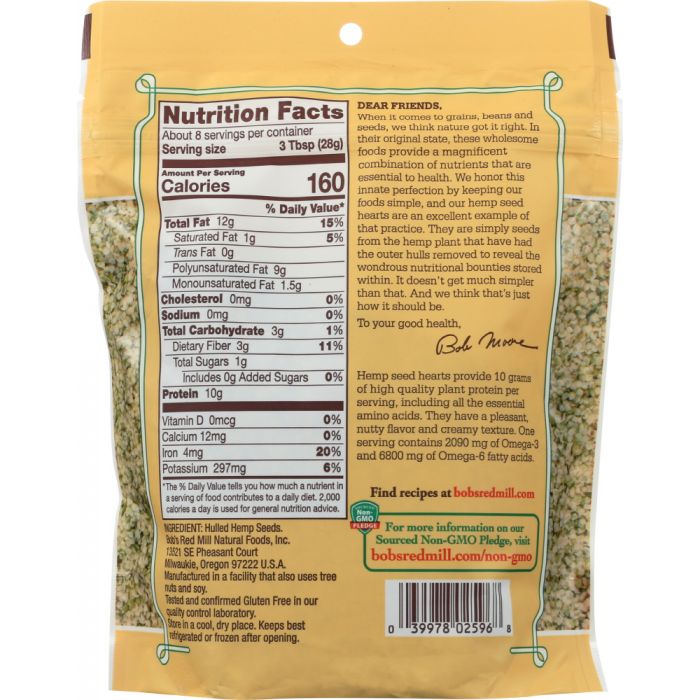 BOBS RED MILL: Hulled Hemp Seed Hearts, 8 oz