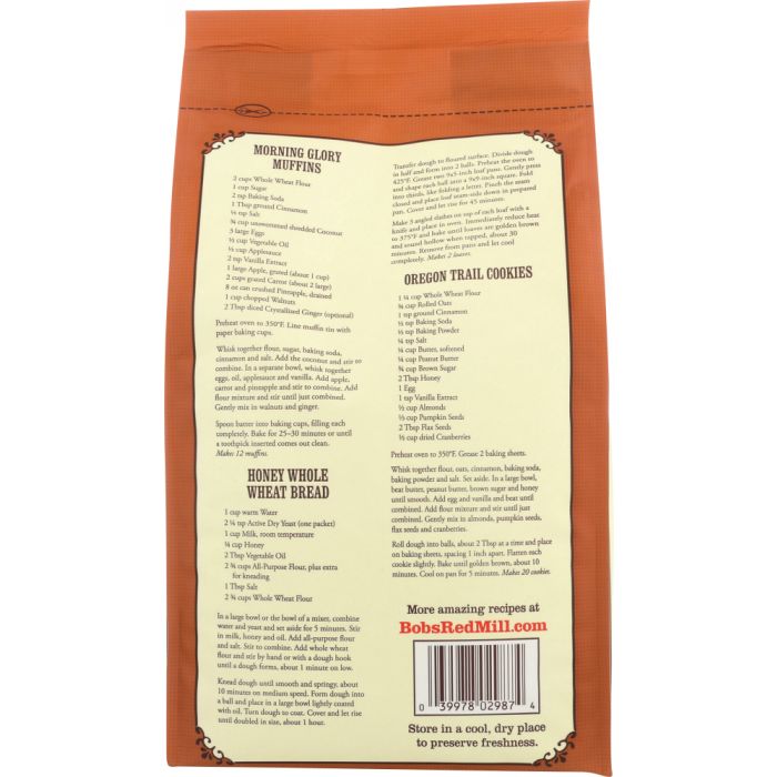 BOB'S RED MILL: 100% Stone Ground Whole Wheat Organic Flour, 5 lb