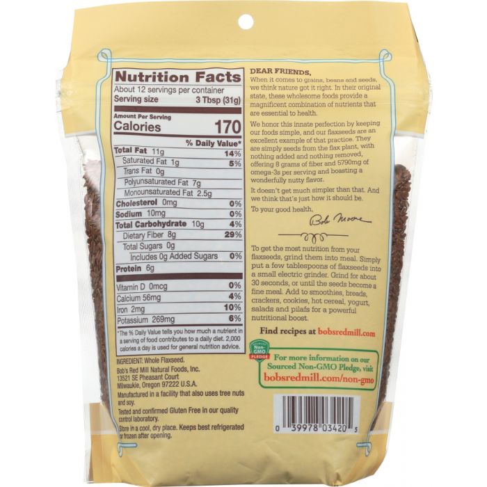 BOBS RED MILL: Premium Whole Flaxseed Brown, 13 oz