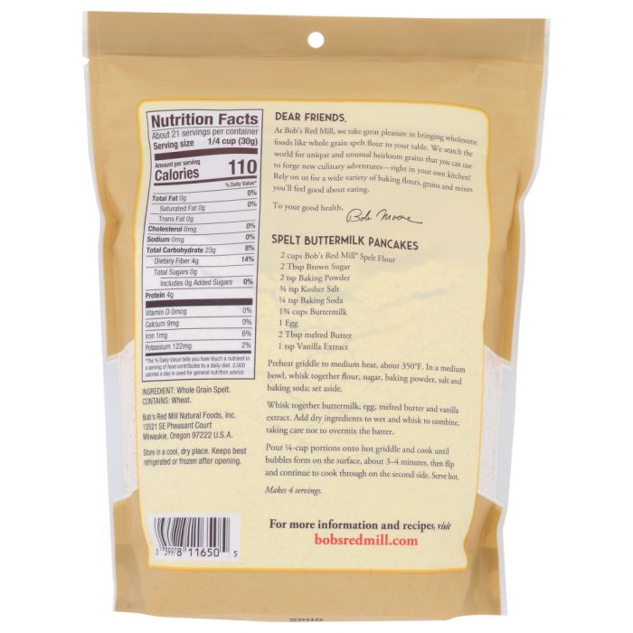 BOB'S RED MILL: Stone Ground Spelt Flour, 22 oz