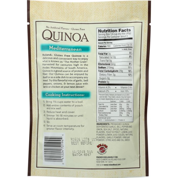 ROLAND: Quinoa Gluten Free Mediterranean, 5.46 oz