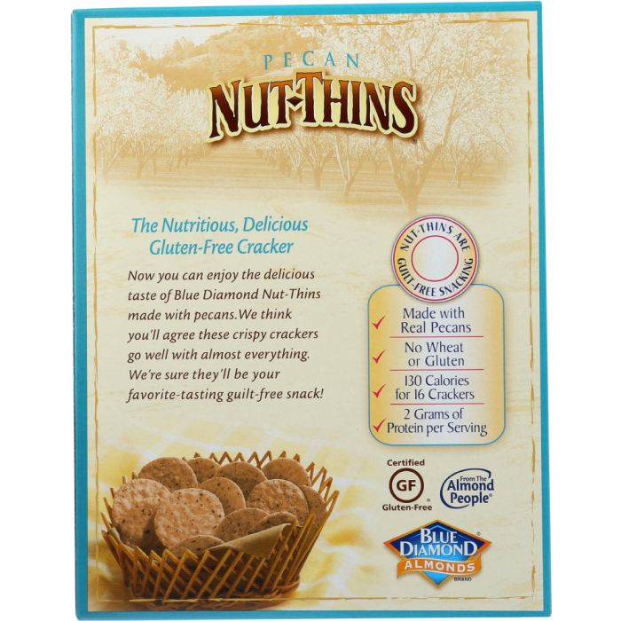 BLUE DIAMOND: Pecan Nut-Thins Nut & Rice Cracker Snacks, 4.25 oz