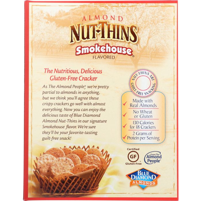 BLUE DIAMOND: Natural Almond Nut-Thins Cracker Snacks Smokehouse, 4.25 oz