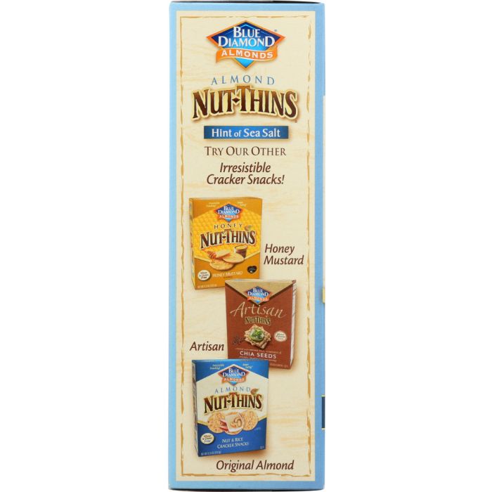 BLUE DIAMOND: Almond Nut-Thins Nut & Rice Cracker Snacks Hint of Sea Salt, 4.25 oz