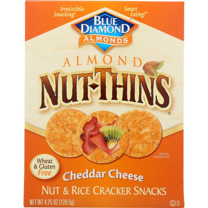 BLUE DIAMOND: Almond Nut-Thins Cracker Snacks Cheddar Cheese, 4.25 oz