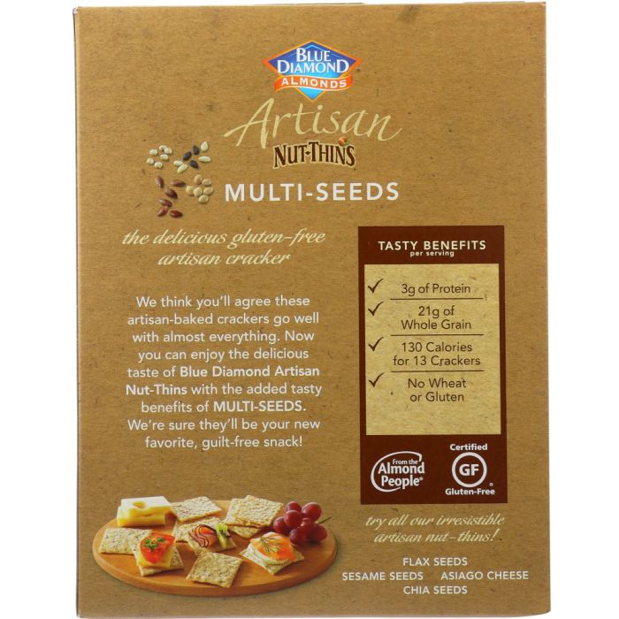 BLUE DIAMOND: Nut Thins Artisan With Almonds & Multiseeds, Wheat & Gluten Free, 4.25 oz