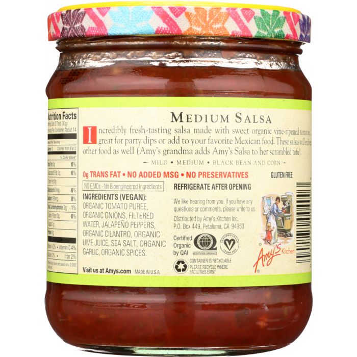 AMY'S: Salsa Medium, 14.7 oz